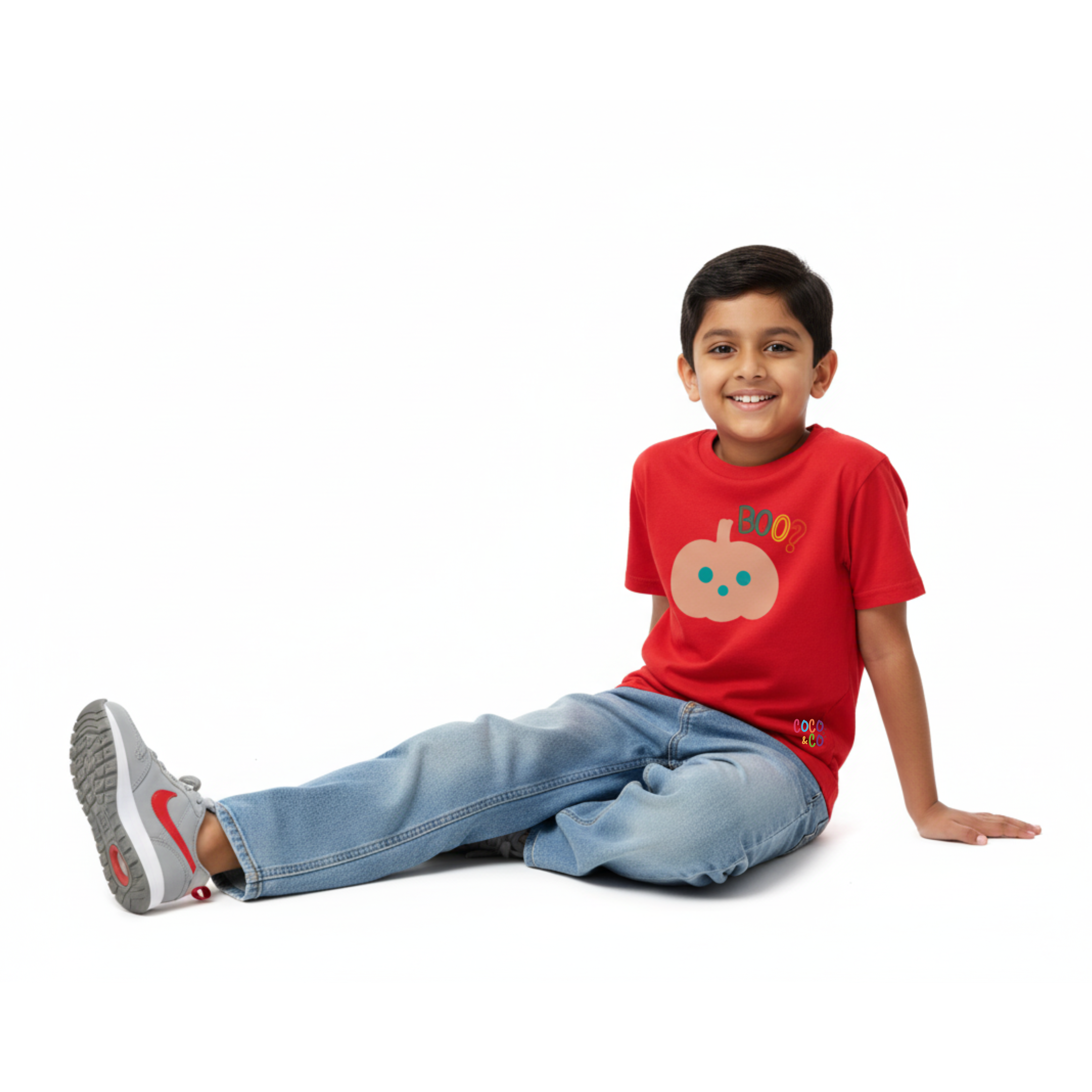 Boo Pumpkin Boys Tee – Red
