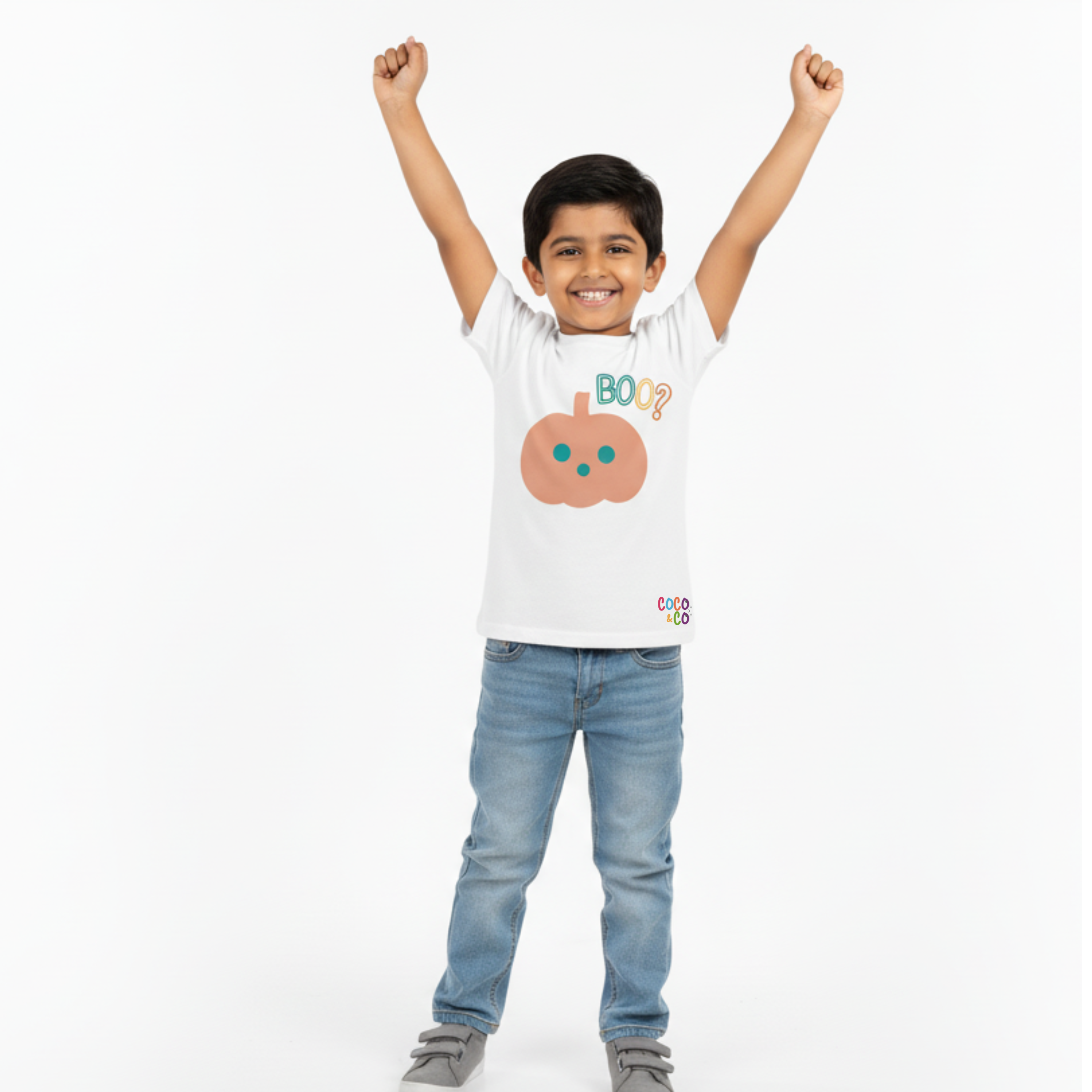 Boo Pumpkin Boys Tee – White
