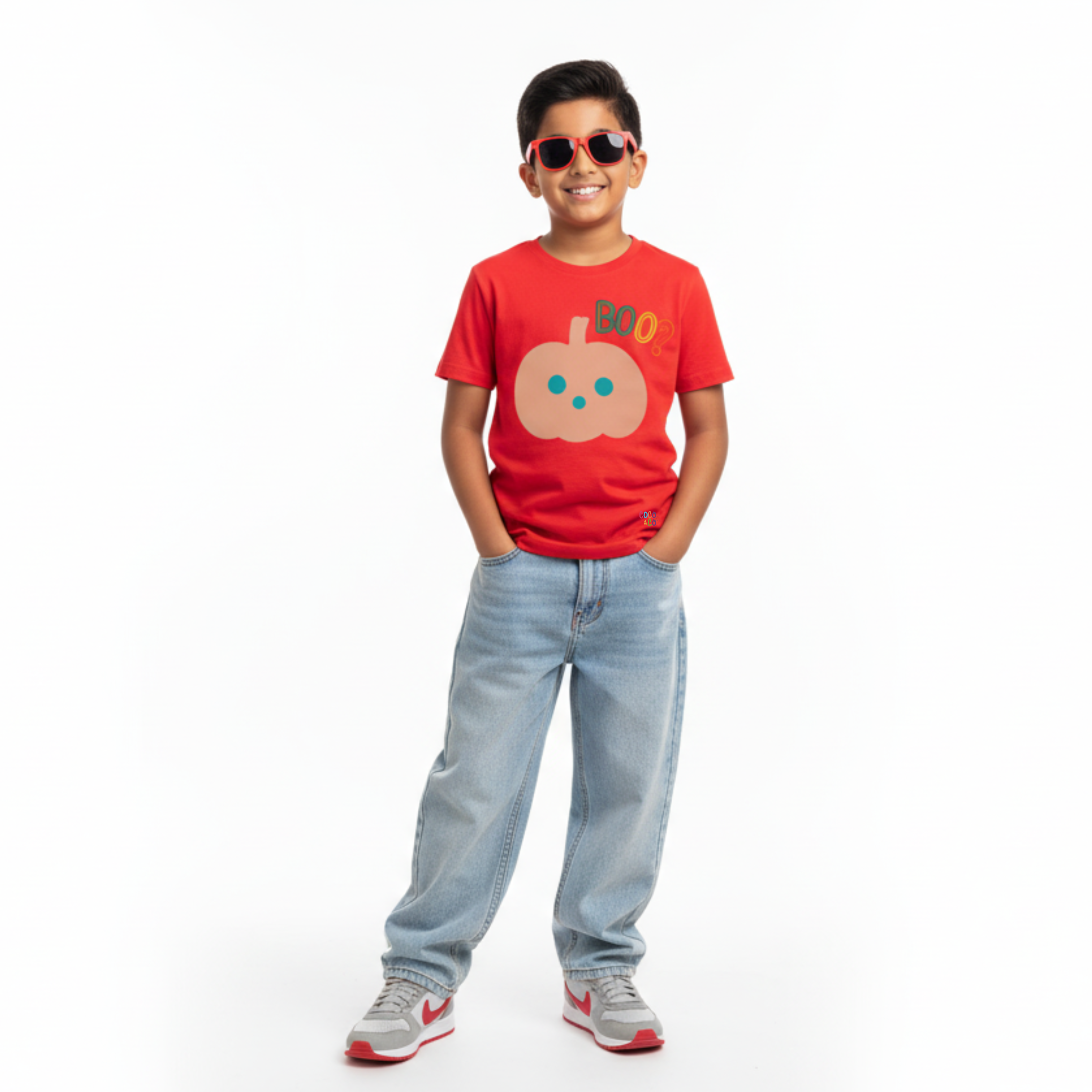 Boo Pumpkin Boys Tee – Red
