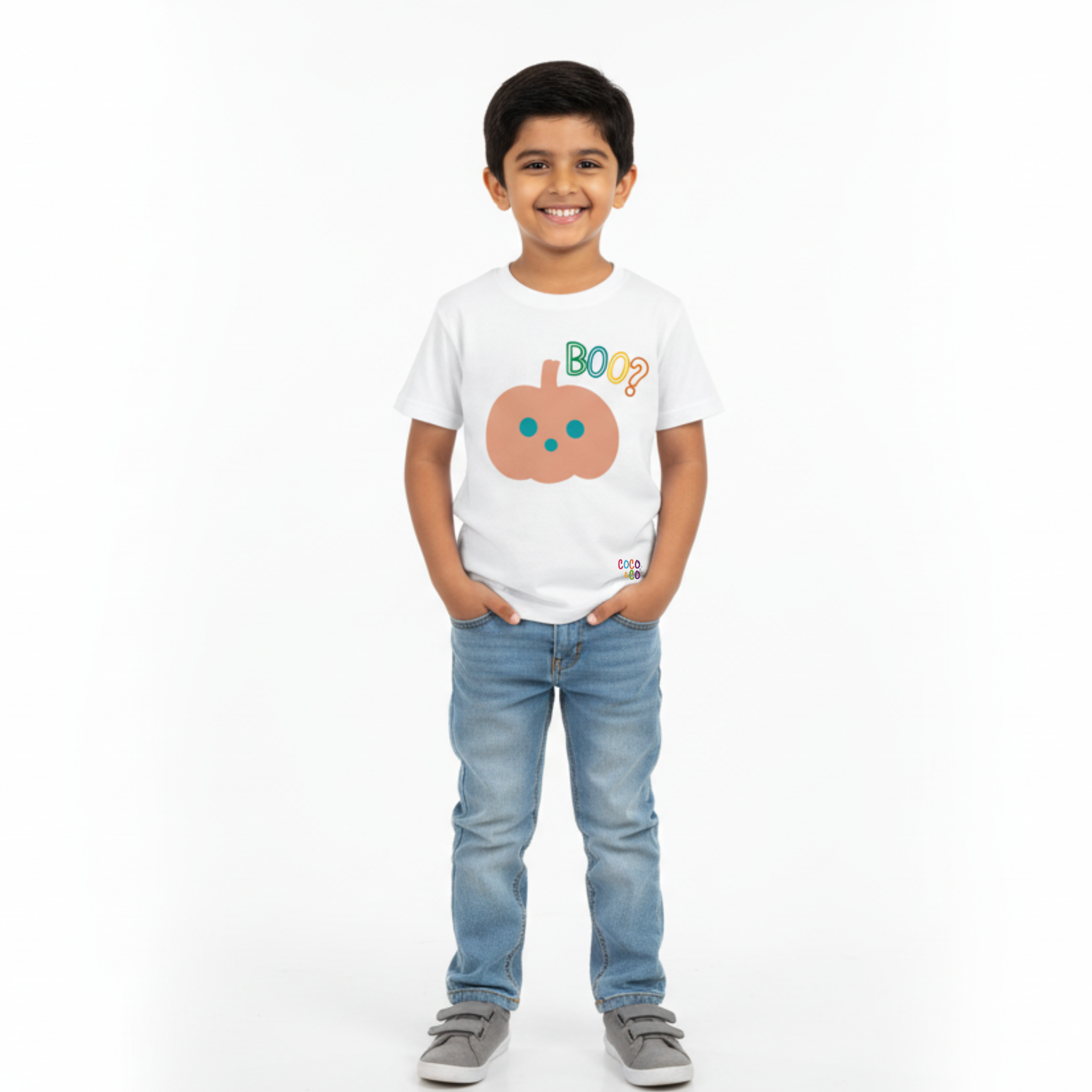 Boo Pumpkin Boys Tee – White